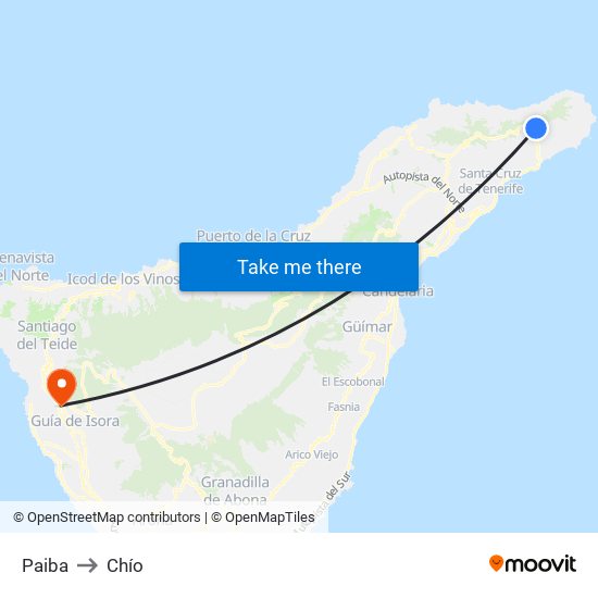 Paiba to Chío map