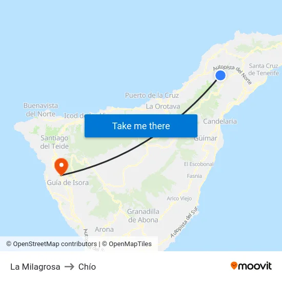 La Milagrosa to Chío map