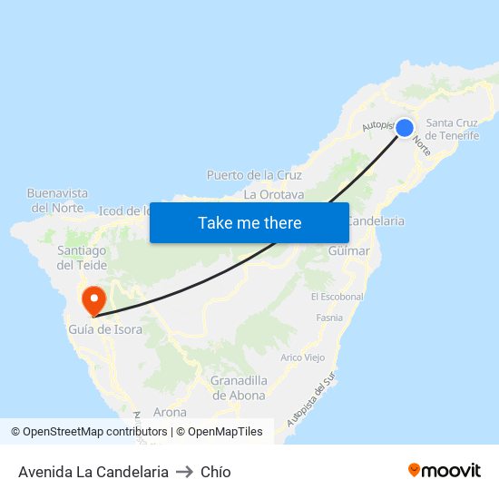 Avenida La Candelaria to Chío map