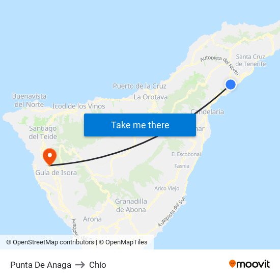 Punta De Anaga to Chío map