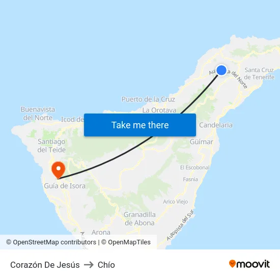 Corazón De Jesús to Chío map