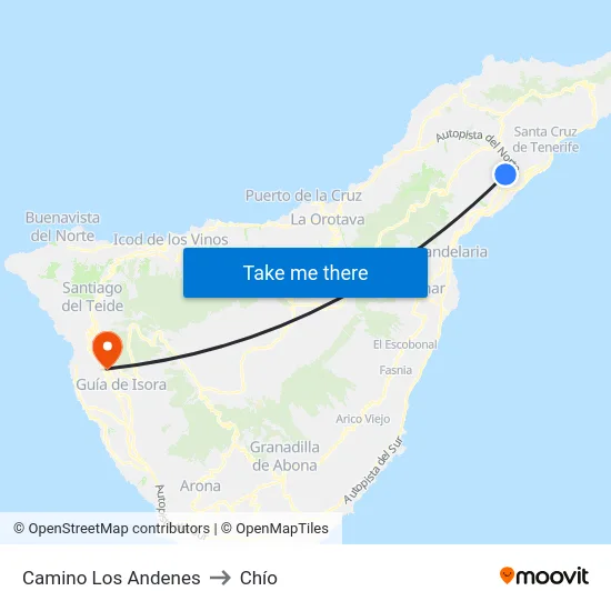 Camino Los Andenes to Chío map