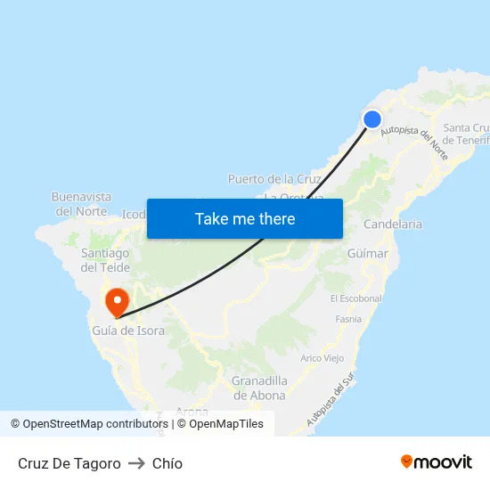 Cruz De Tagoro to Chío map