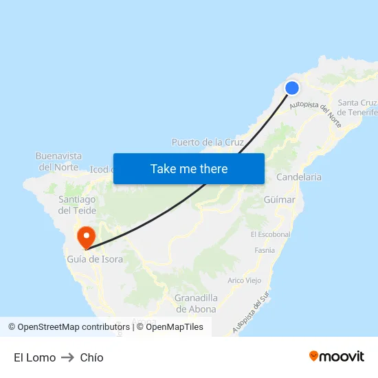 El Lomo to Chío map