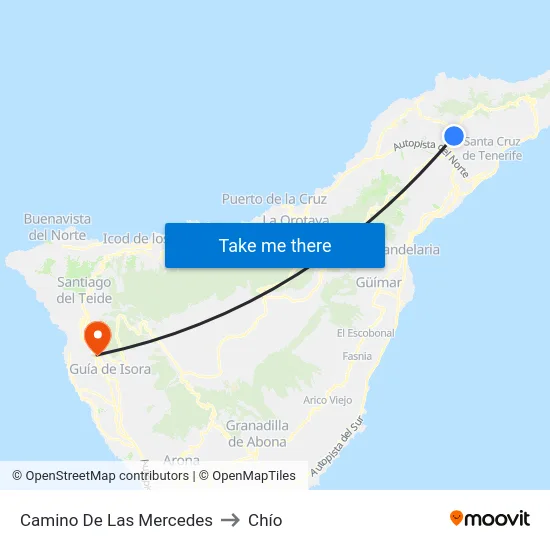 Camino De Las Mercedes to Chío map