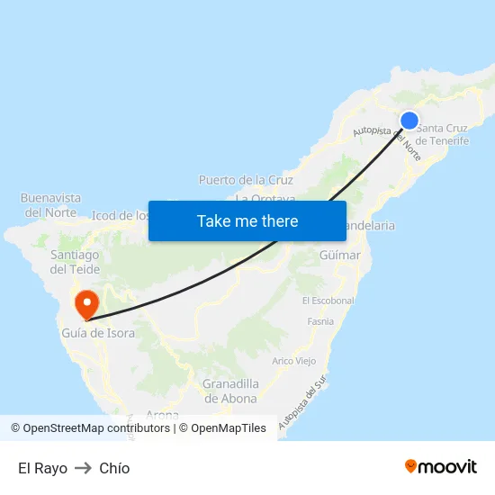 El Rayo to Chío map