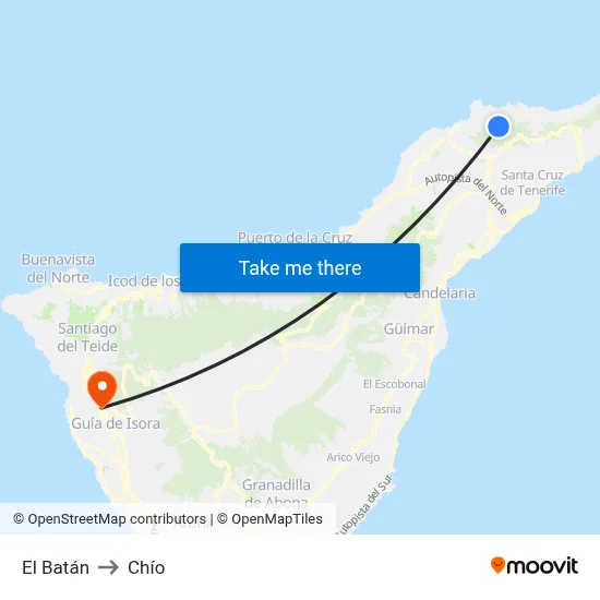 El Batán to Chío map