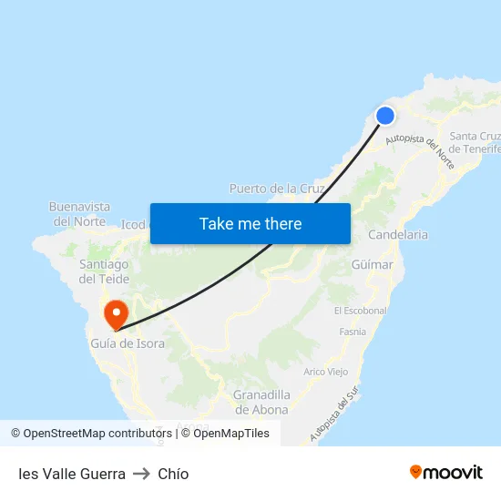Ies Valle Guerra to Chío map