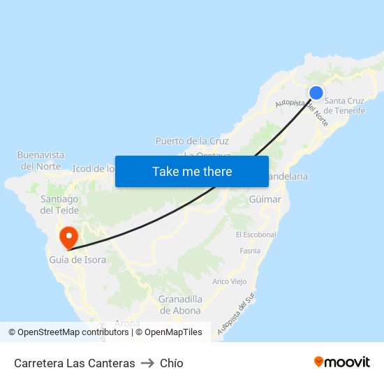 Carretera Las Canteras to Chío map