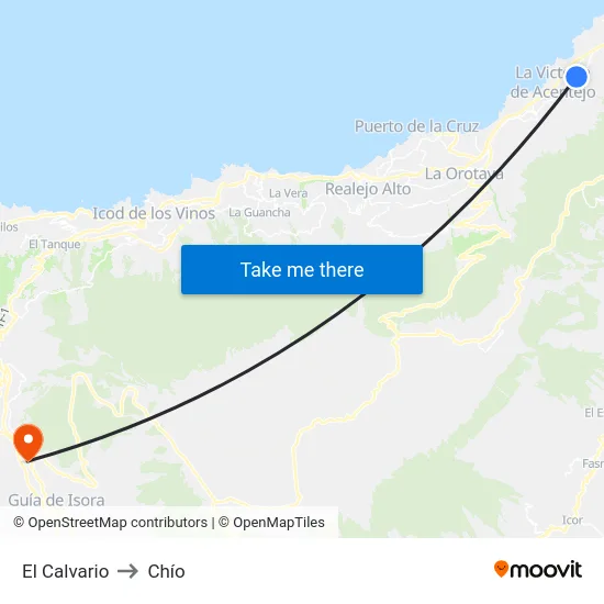 El Calvario to Chío map
