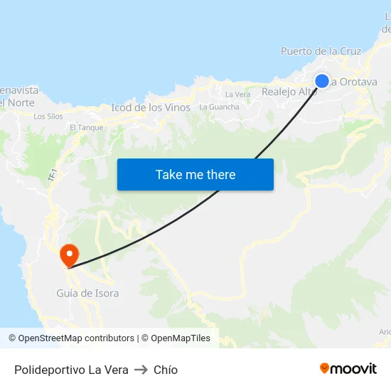 Polideportivo La Vera to Chío map