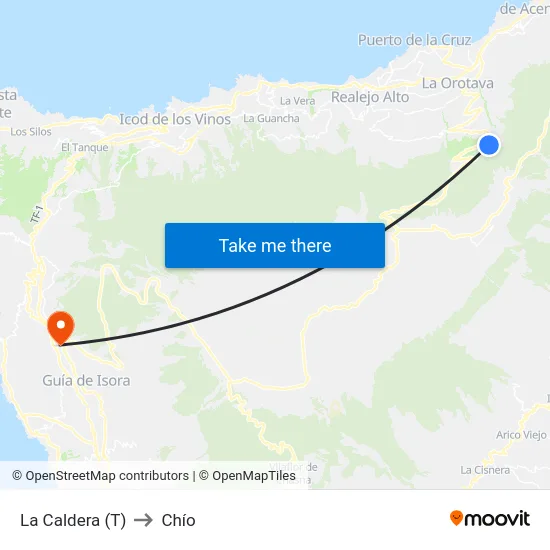 La Caldera (T) to Chío map
