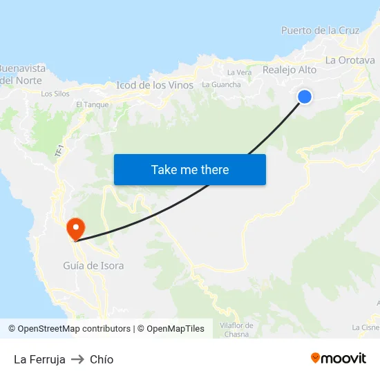 La Ferruja to Chío map