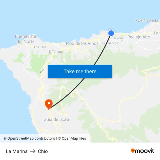 La Marina to Chío map