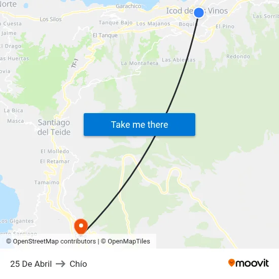25 De Abril to Chío map