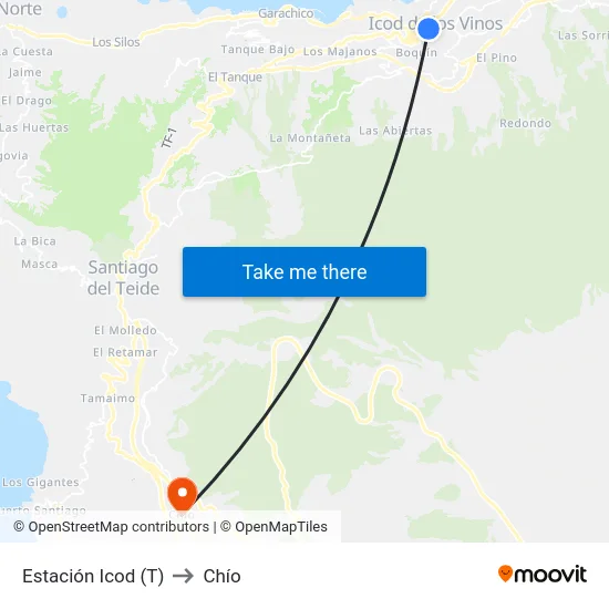 Estación Icod (T) to Chío map