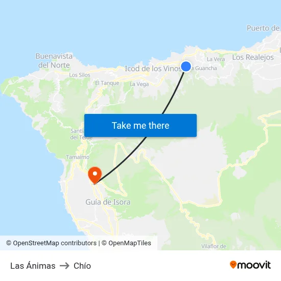 Las Ánimas to Chío map