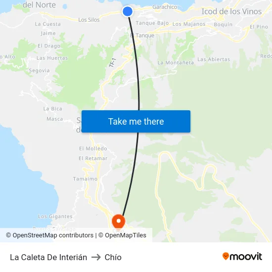 La Caleta De Interián to Chío map