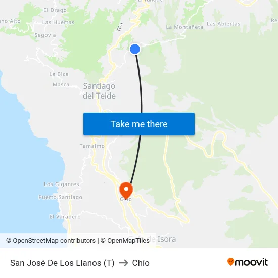 San José De Los Llanos (T) to Chío map