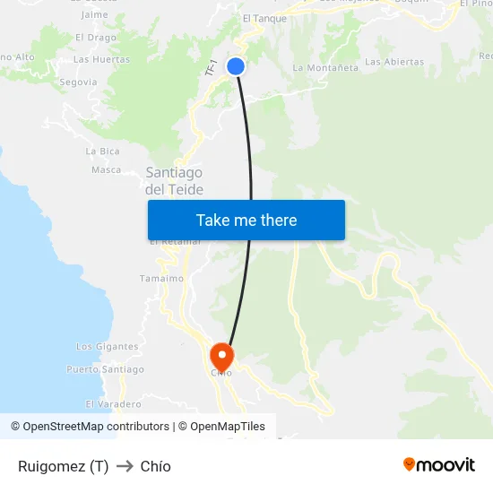 Ruigomez (T) to Chío map