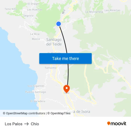 Los Palos to Chío map