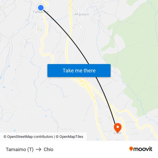 Tamaimo (T) to Chío map