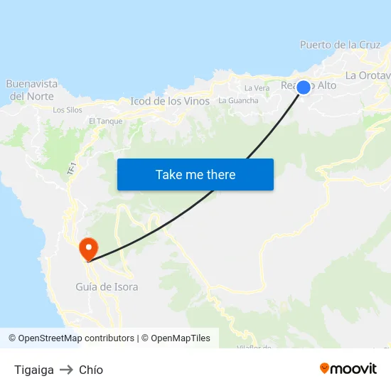 Tigaiga to Chío map