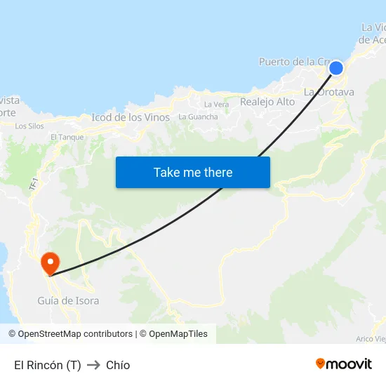 El Rincón (T) to Chío map