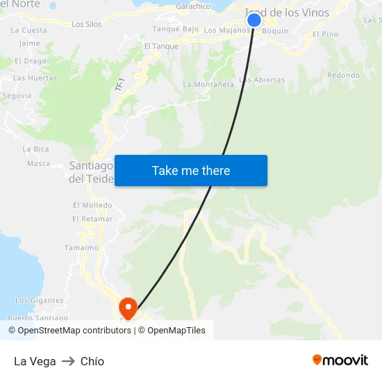 La Vega to Chío map