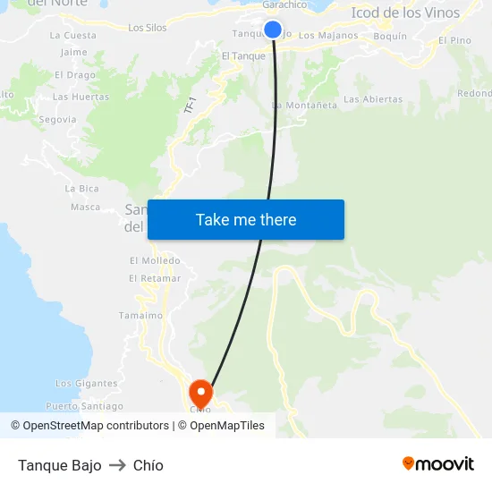Tanque Bajo to Chío map