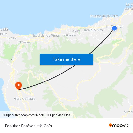 Escultor Estévez to Chío map