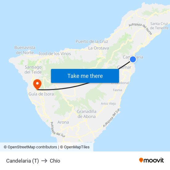 Candelaria (T) to Chío map