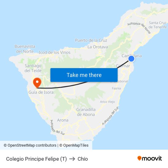 Colegio Principe Felipe (T) to Chío map