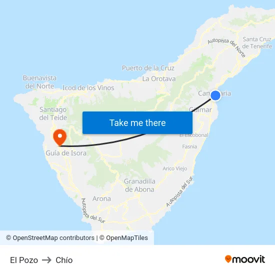 El Pozo to Chío map