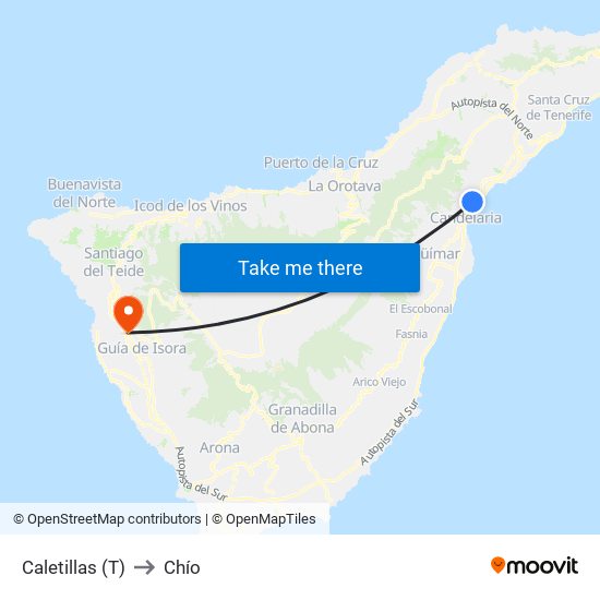 Caletillas (T) to Chío map