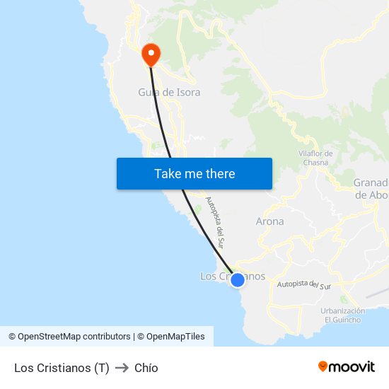 Los Cristianos  (T) to Chío map