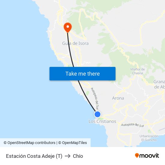 Estación Costa Adeje (T) to Chío map