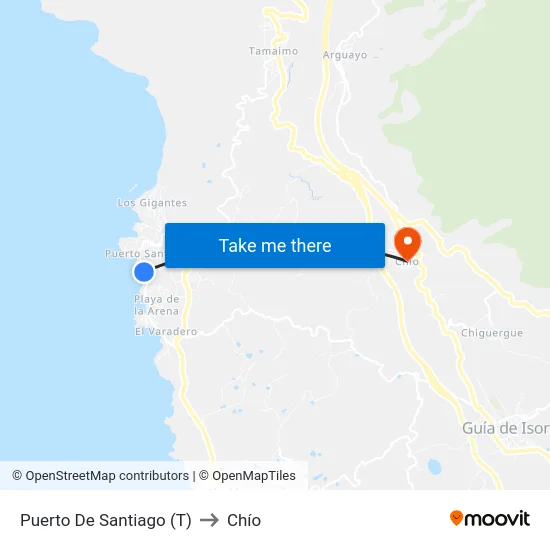 Puerto De Santiago (T) to Chío map