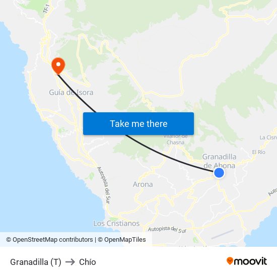Granadilla (T) to Chío map