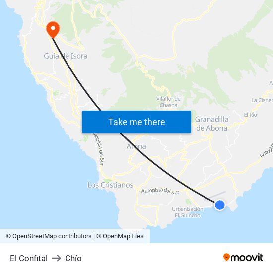 El Confital to Chío map