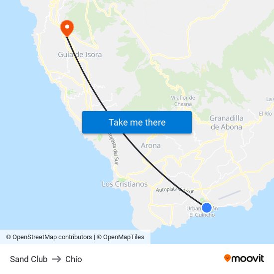 Sand  Club to Chío map