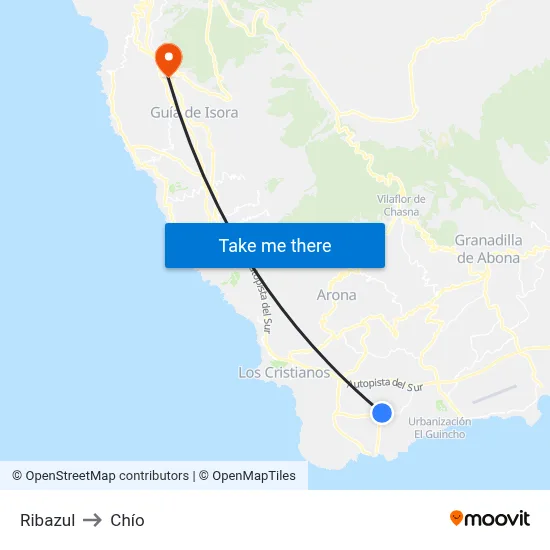 Ribazul to Chío map