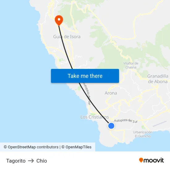Tagorito to Chío map