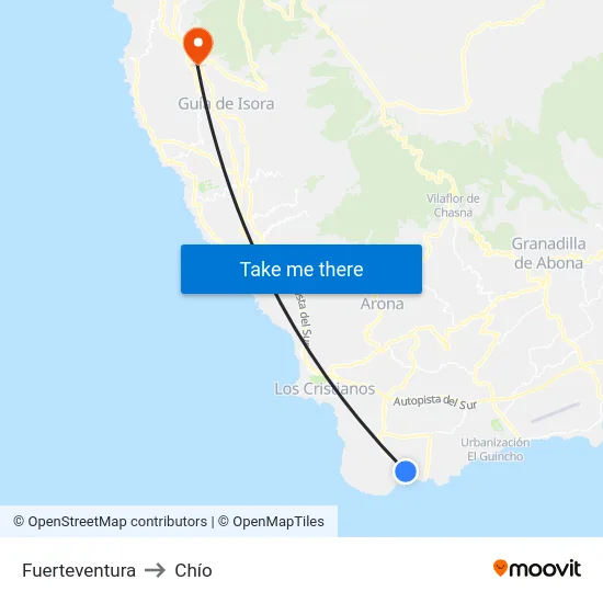 Fuerteventura to Chío map