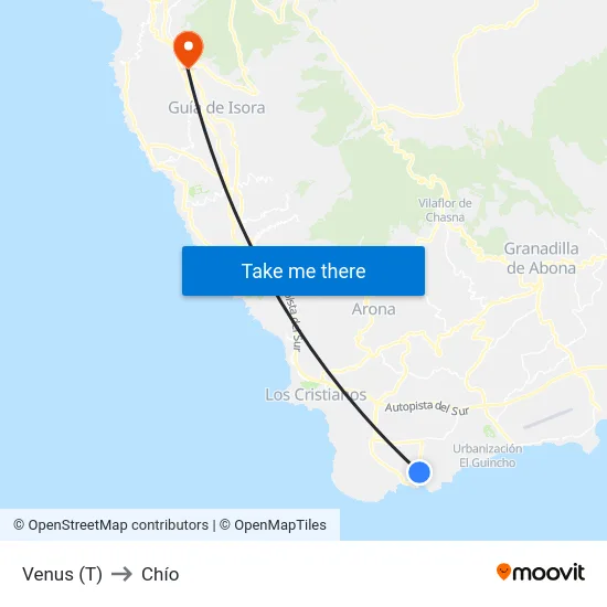 Venus (T) to Chío map