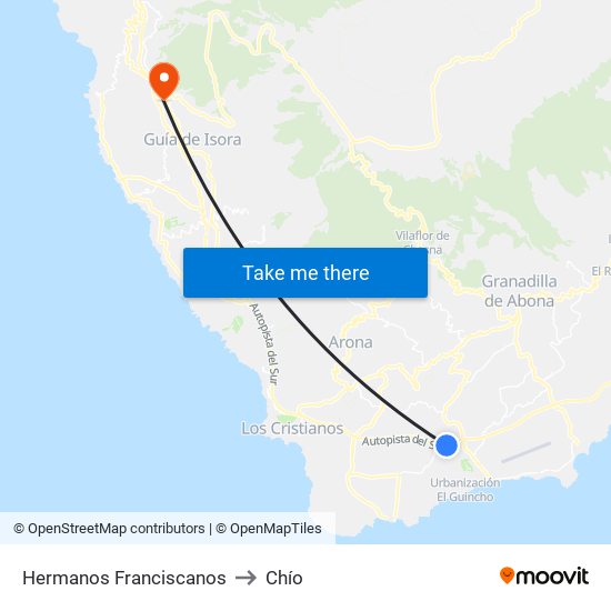 Hermanos Franciscanos to Chío map
