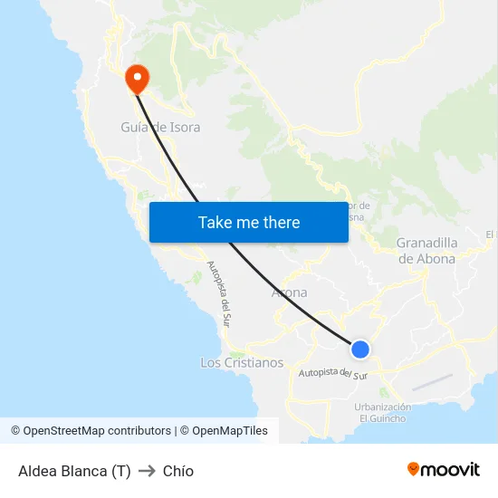 Aldea Blanca  (T) to Chío map