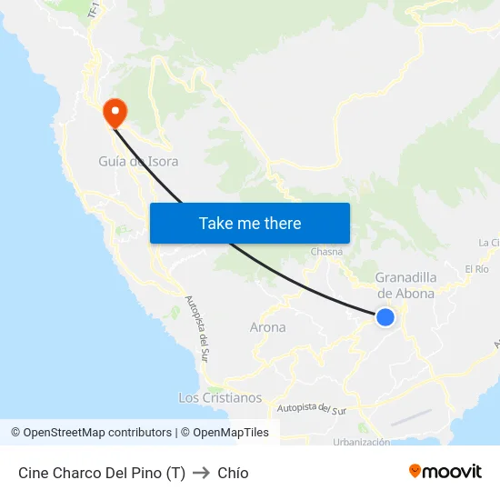 Cine Charco Del Pino (T) to Chío map