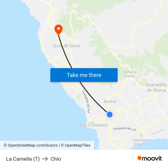 La Camella (T) to Chío map
