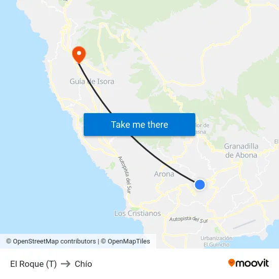 El Roque (T) to Chío map
